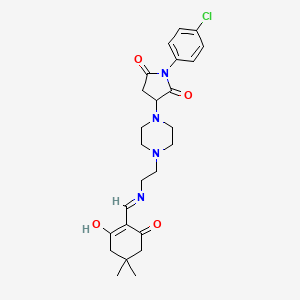 molecular formula C25H31ClN4O4 B3717510 1-(4-Chlorophenyl)-3-[4-(2-{[(4,4-dimethyl-2,6-dioxocyclohexylidene)methyl]amino}ethyl)piperazin-1-yl]pyrrolidine-2,5-dione 