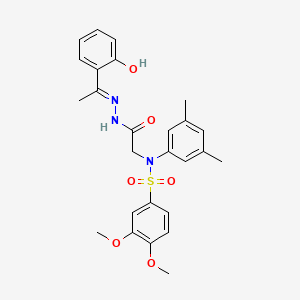 molecular formula C26H29N3O6S B3717602 N-(3,5-DIMETHYLPHENYL)-N-({N'-[(1E)-1-(2-HYDROXYPHENYL)ETHYLIDENE]HYDRAZINECARBONYL}METHYL)-3,4-DIMETHOXYBENZENE-1-SULFONAMIDE 