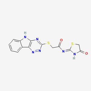molecular formula C14H10N6O2S2 B3717607 N-(4-oxo-4,5-dihydro-1,3-thiazol-2-yl)-2-(5H-[1,2,4]triazino[5,6-b]indol-3-ylthio)acetamide 