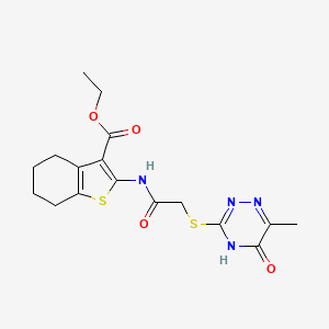 molecular formula C17H20N4O4S2 B3717753 ETHYL 2-{2-[(6-METHYL-5-OXO-4,5-DIHYDRO-1,2,4-TRIAZIN-3-YL)SULFANYL]ACETAMIDO}-4,5,6,7-TETRAHYDRO-1-BENZOTHIOPHENE-3-CARBOXYLATE 