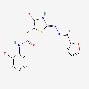 molecular formula C16H13FN4O3S B3717788 N-(2-fluorophenyl)-2-[(2Z)-2-[(E)-furan-2-ylmethylidenehydrazinylidene]-4-oxo-1,3-thiazolidin-5-yl]acetamide 