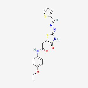 molecular formula C18H18N4O3S2 B3717796 N-(4-ethoxyphenyl)-2-[(2Z)-4-oxo-2-[(E)-thiophen-2-ylmethylidenehydrazinylidene]-1,3-thiazolidin-5-yl]acetamide 