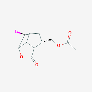 (2-Iodo-5-oxo-4-oxatricyclo[4.2.1.0~3,7~]non-9-yl)methyl acetate