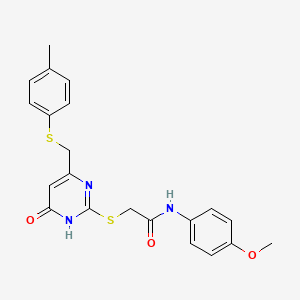molecular formula C21H21N3O3S2 B3717802 N-(4-methoxyphenyl)-2-[(4-{[(4-methylphenyl)sulfanyl]methyl}-6-oxo-1,6-dihydropyrimidin-2-yl)sulfanyl]acetamide 