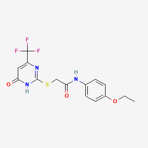 molecular formula C15H14F3N3O3S B3717809 N-(4-ethoxyphenyl)-2-{[6-oxo-4-(trifluoromethyl)-1,6-dihydropyrimidin-2-yl]sulfanyl}acetamide 