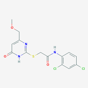 molecular formula C14H13Cl2N3O3S B3717810 N-(2,4-dichlorophenyl)-2-{[4-hydroxy-6-(methoxymethyl)pyrimidin-2-yl]sulfanyl}acetamide 
