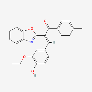 molecular formula C25H21NO4 B3717823 2-(1,3-benzoxazol-2-yl)-3-(3-ethoxy-4-hydroxyphenyl)-1-(4-methylphenyl)-2-propen-1-one 