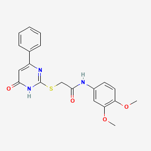 molecular formula C20H19N3O4S B3717957 N-(3,4-dimethoxyphenyl)-2-[(4-hydroxy-6-phenylpyrimidin-2-yl)sulfanyl]acetamide 