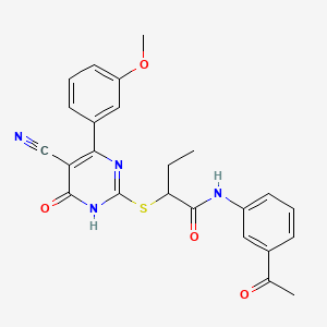 molecular formula C24H22N4O4S B3717964 N~1~-(3-ACETYLPHENYL)-2-{[5-CYANO-4-(3-METHOXYPHENYL)-6-OXO-1,6-DIHYDRO-2-PYRIMIDINYL]SULFANYL}BUTANAMIDE 
