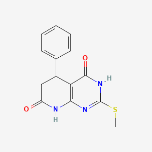 molecular formula C14H13N3O2S B3717983 2-(METHYLSULFANYL)-5-PHENYL-3H,4H,5H,6H,7H,8H-PYRIDO[2,3-D]PYRIMIDINE-4,7-DIONE 