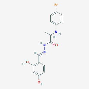molecular formula C16H16BrN3O3 B3718011 2-[(4-Bromophenyl)amino]-N'-[(E)-(2,4-dihydroxyphenyl)methylidene]propanehydrazide 