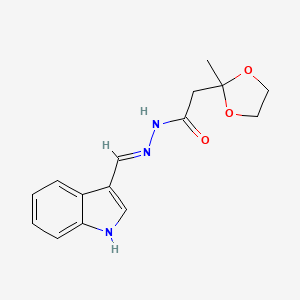 molecular formula C15H17N3O3 B3718027 N'-[(E)-(1H-INDOL-3-YL)METHYLIDENE]-2-(2-METHYL-1,3-DIOXOLAN-2-YL)ACETOHYDRAZIDE 