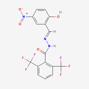 molecular formula C16H9F6N3O4 B3718085 N-[(E)-(2-hydroxy-5-nitrophenyl)methylideneamino]-2,6-bis(trifluoromethyl)benzamide 