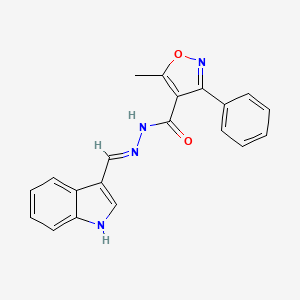 molecular formula C20H16N4O2 B3718139 N-[(E)-1H-indol-3-ylmethylideneamino]-5-methyl-3-phenyl-1,2-oxazole-4-carboxamide 