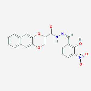 molecular formula C20H15N3O6 B3718161 N-[(Z)-(2-hydroxy-3-nitrophenyl)methylideneamino]-2,3-dihydrobenzo[g][1,4]benzodioxine-3-carboxamide 