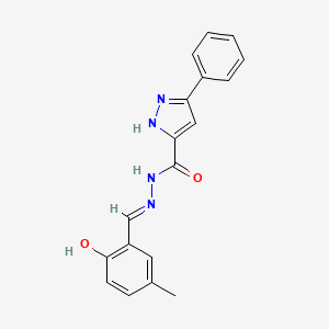 molecular formula C18H16N4O2 B3718237 N-[(E)-(2-hydroxy-5-methylphenyl)methylideneamino]-3-phenyl-1H-pyrazole-5-carboxamide 