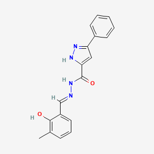 molecular formula C18H16N4O2 B3718251 N-[(E)-(2-hydroxy-3-methylphenyl)methylideneamino]-3-phenyl-1H-pyrazole-5-carboxamide 