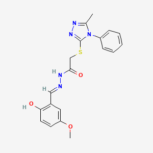 molecular formula C19H19N5O3S B3718267 N'-(2-hydroxy-5-methoxybenzylidene)-2-[(5-methyl-4-phenyl-4H-1,2,4-triazol-3-yl)sulfanyl]acetohydrazide 