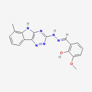 molecular formula C18H16N6O2 B3718334 2-methoxy-6-[(E)-[(6-methyl-5H-[1,2,4]triazino[5,6-b]indol-3-yl)hydrazinylidene]methyl]phenol 