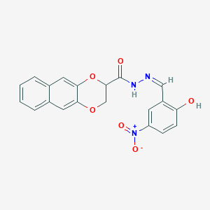 molecular formula C20H15N3O6 B3718339 N-[(Z)-(2-hydroxy-5-nitrophenyl)methylideneamino]-2,3-dihydrobenzo[g][1,4]benzodioxine-3-carboxamide 