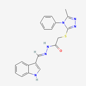 molecular formula C20H18N6OS B3718345 N-[(E)-1H-indol-3-ylmethylideneamino]-2-[(5-methyl-4-phenyl-1,2,4-triazol-3-yl)sulfanyl]acetamide 
