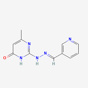 molecular formula C11H11N5O B3718449 6-METHYL-2-[(2E)-2-[(PYRIDIN-3-YL)METHYLIDENE]HYDRAZIN-1-YL]-3,4-DIHYDROPYRIMIDIN-4-ONE 