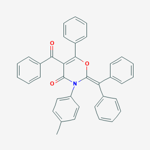 molecular formula C37H27NO3 B371845 5-benzoyl-2-(diphenylmethylene)-3-(4-methylphenyl)-6-phenyl-2,3-dihydro-4H-1,3-oxazin-4-one 