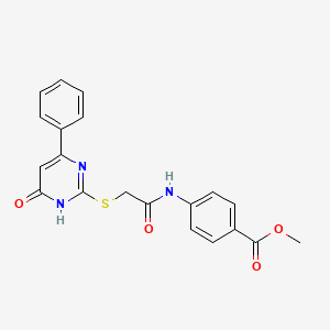 molecular formula C20H17N3O4S B3718530 Methyl 4-({[(6-oxo-4-phenyl-1,6-dihydropyrimidin-2-yl)thio]acetyl}amino)benzoate 