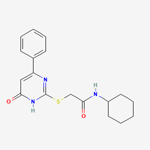 molecular formula C18H21N3O2S B3718558 N-CYCLOHEXYL-2-[(4-OXO-6-PHENYL-14-DIHYDROPYRIMIDIN-2-YL)SULFANYL]ACETAMIDE 