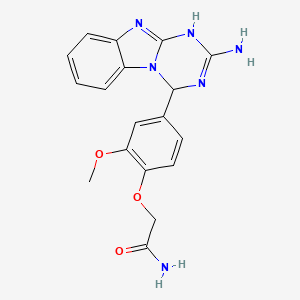 molecular formula C18H18N6O3 B3718628 2-[4-(2-AMINO-1,4-DIHYDRO[1,3,5]TRIAZINO[1,2-A][1,3]BENZIMIDAZOL-4-YL)-2-METHOXYPHENOXY]ACETAMIDE 