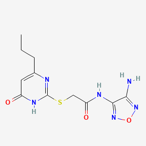 molecular formula C11H14N6O3S B3718793 N-(4-Amino-1,2,5-oxadiazol-3-yl)-2-[(4-hydroxy-6-propyl-2-pyrimidinyl)sulfanyl]acetamide 
