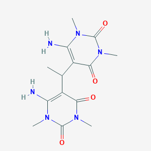 molecular formula C14H20N6O4 B371914 6-amino-5-[1-(6-amino-1,3-dimethyl-2,4-dioxo-1,2,3,4-tetrahydro-5-pyrimidinyl)ethyl]-1,3-dimethyl-2,4(1H,3H)-pyrimidinedione 