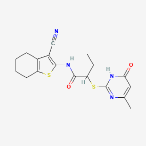 molecular formula C18H20N4O2S2 B3719192 N~1~-(3-CYANO-4,5,6,7-TETRAHYDRO-1-BENZOTHIOPHEN-2-YL)-2-[(4-METHYL-6-OXO-1,6-DIHYDRO-2-PYRIMIDINYL)SULFANYL]BUTANAMIDE 