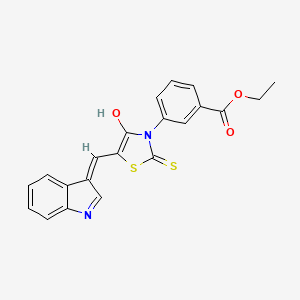 molecular formula C21H16N2O3S2 B3719229 ethyl 3-[4-hydroxy-5-[(Z)-indol-3-ylidenemethyl]-2-sulfanylidene-1,3-thiazol-3-yl]benzoate 