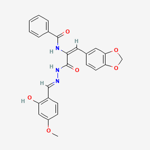 molecular formula C25H21N3O6 B3719258 N-[(E)-1-(1,3-benzodioxol-5-yl)-3-[(2E)-2-[(2-hydroxy-4-methoxyphenyl)methylidene]hydrazinyl]-3-oxoprop-1-en-2-yl]benzamide 
