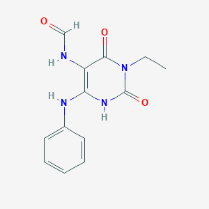 molecular formula C13H14N4O3 B371926 6-Anilino-3-ethyl-2,4-dioxo-1,2,3,4-tetrahydro-5-pyrimidinylformamide 