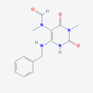 molecular formula C14H16N4O3 B371927 6-(Benzylamino)-3-methyl-2,4-dioxo-1,2,3,4-tetrahydro-5-pyrimidinyl(methyl)formamide 