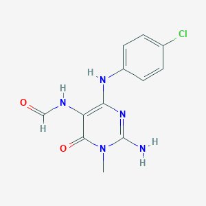 2-Amino-4-(4-chloroanilino)-1-methyl-6-oxo-1,6-dihydro-5-pyrimidinylformamide