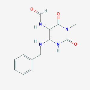 molecular formula C13H14N4O3 B371937 6-(Benzylamino)-3-methyl-2,4-dioxo-1,2,3,4-tetrahydro-5-pyrimidinylformamide 