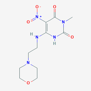 molecular formula C11H17N5O5 B371939 5-nitro-3-methyl-6-{[2-(4-morpholinyl)ethyl]amino}-2,4(1H,3H)-pyrimidinedione 