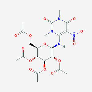 molecular formula C20H26N4O13 B371940 2,3,4,6-tetra-O-acetyl-N-{5-nitro-1,3-dimethyl-2,6-dioxo-1,2,3,6-tetrahydro-4-pyrimidinyl}hexopyranosylamine 