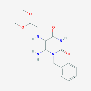 molecular formula C15H20N4O4 B371949 6-amino-1-benzyl-5-[(2,2-dimethoxyethyl)amino]-2,4(1H,3H)-pyrimidinedione 