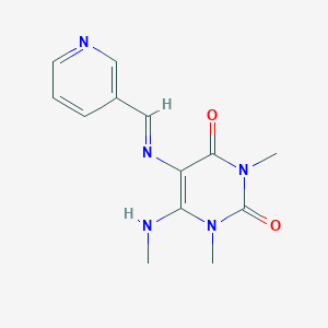 molecular formula C13H15N5O2 B371952 1,3-dimethyl-6-(methylamino)-5-[(3-pyridinylmethylene)amino]-2,4(1H,3H)-pyrimidinedione 