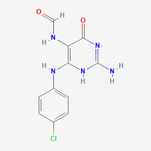 molecular formula C11H10ClN5O2 B371955 N-[2-amino-6-(4-chloroanilino)-4-oxo-1H-pyrimidin-5-yl]formamide 