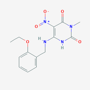 molecular formula C14H16N4O5 B371958 6-[(2-ethoxybenzyl)amino]-5-nitro-3-methyl-2,4(1H,3H)-pyrimidinedione 