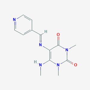 1,3-dimethyl-6-(methylamino)-5-[(4-pyridinylmethylene)amino]-2,4(1H,3H)-pyrimidinedione