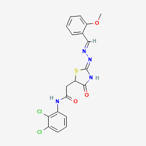 molecular formula C19H16Cl2N4O3S B3719636 N-(2,3-dichlorophenyl)-2-[(2Z)-2-[(E)-(2-methoxyphenyl)methylidenehydrazinylidene]-4-oxo-1,3-thiazolidin-5-yl]acetamide 