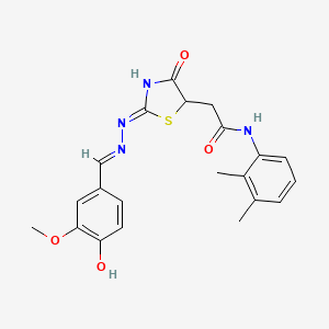 molecular formula C21H22N4O4S B3719662 N-(2,3-dimethylphenyl)-2-[(2Z)-2-[(E)-(4-hydroxy-3-methoxyphenyl)methylidenehydrazinylidene]-4-oxo-1,3-thiazolidin-5-yl]acetamide 