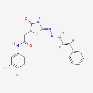 molecular formula C20H16Cl2N4O2S B3719689 N-(3,4-dichlorophenyl)-2-[(2Z)-4-oxo-2-[(E)-[(E)-3-phenylprop-2-enylidene]hydrazinylidene]-1,3-thiazolidin-5-yl]acetamide 