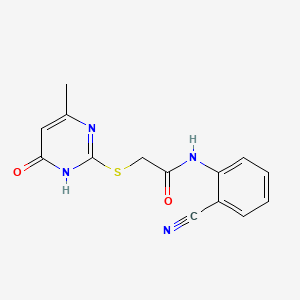 molecular formula C14H12N4O2S B3719762 N~1~-(2-CYANOPHENYL)-2-[(4-METHYL-6-OXO-1,6-DIHYDRO-2-PYRIMIDINYL)SULFANYL]ACETAMIDE 